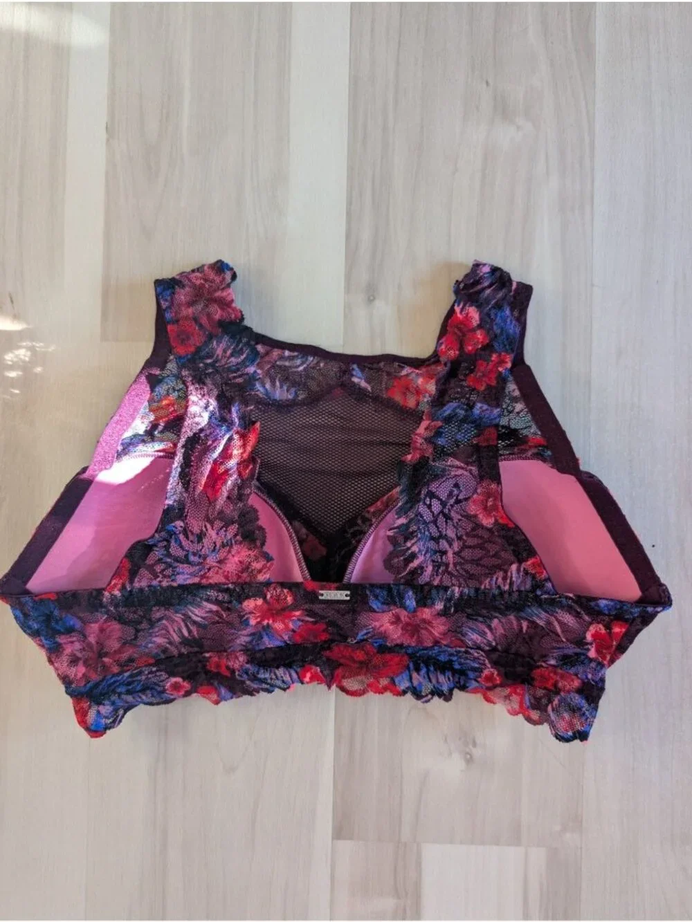 Floral Lace Bralette With Mesh Detailing By VS Pink Pull on Floral